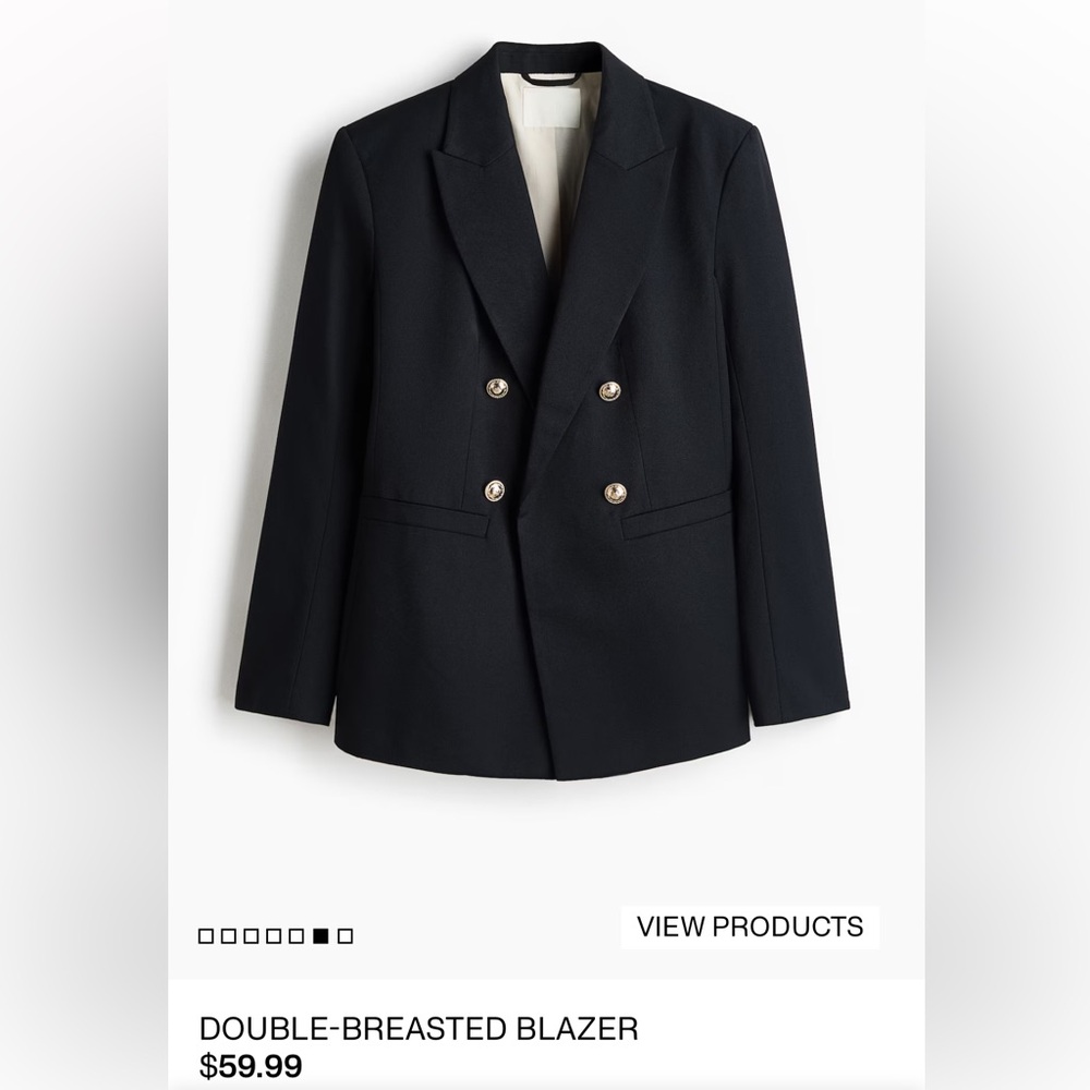 H&M Double-Breasted Navy Blazer
